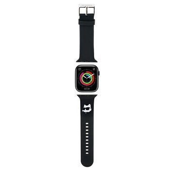 Karl Lagerfeld Pasek silikonowy do Apple Watch 1/2/3/4/5/6/7/8/9/SE 38/40/41mm czarny/black strap 3D Rubber Choupette Heads - Karl Lagerfeld