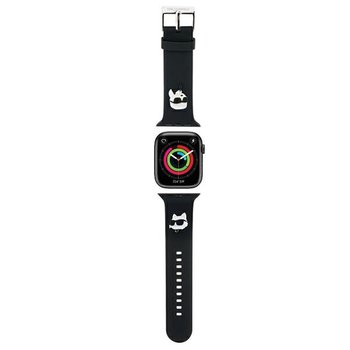 Karl Lagerfeld Pasek silikonowy do Apple Watch 1/2/3/4/5/6/7/8/9/SE 38/40/41mm czarny/black strap 3D Rubber Karl&Choupette Heads - Karl Lagerfeld