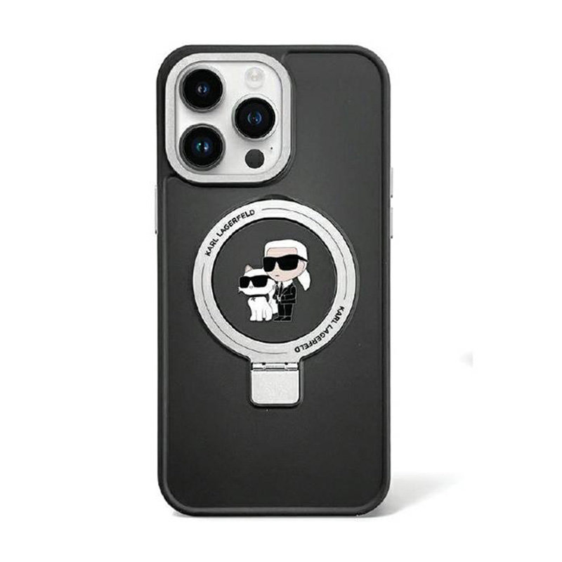 Coque IPhone MagSafe Karl Lagerfeld - Silicone Karl & Choupette - Compatible IPhone 17 Pro - Noir