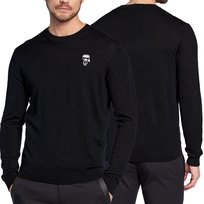 Karl Lagerfeld sweter męski klasyczny czarny wełna 655013-524399-990 L