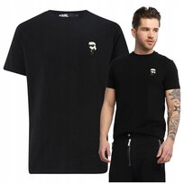 KARL LAGERFELD T-shirt Męski Bawełniany Czarna Koszulka Premium Basic r.M