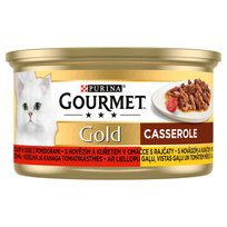 Karma dla kota Gourmet gold Wołowina i kurczak w sosie z pomidorami, 85 g