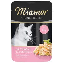 Karma dla kota Miamor Feine Filets, Tuńczyk i krab w galaretce, 100 g