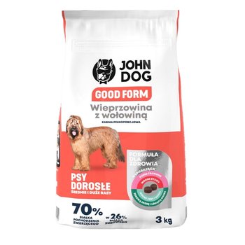 Karma dla średnich u dużych ras john dog good form - wieprzowina z wołowiną 3 kg - JOHN DOG