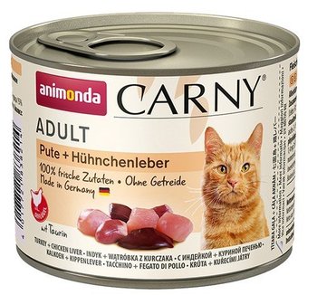 Karma mokra dla kota ANIMONDA Carny Adult, indyk i wątróbka kurczaka, 200 g - Animonda