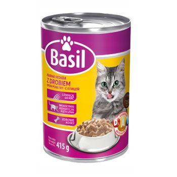 Karma mokra dla kota BASIL z drobiem puszka 415 g - Basil