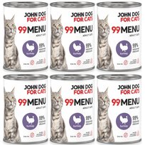 Karma mokra dla kota John Dog 99 menu indyk ZESTAW 6x400g