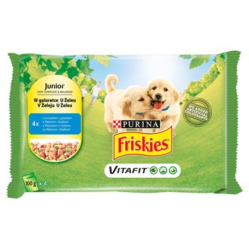 Karma mokra dla kota PURINA Friskies Junior, kurczak z groszkiem w galaretce, 4x100 g - Friskies