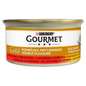 Karma mokra dla kota PURINA Gourmet Gold, wołowina i kurczak w sosie, 85 g - Gourmet