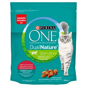 Karma mokra dla kota PURINA One Dual Nature, spirulina bogata w wołowinę, 750 g