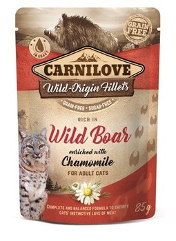 Karma mokra dla kotów CARNILOVE Cat Pouch Wild Boar&Chamomile, 85 g - Carnilove