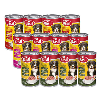 Karma mokra dla psa BASIL MIX smaków w puszce 12x 1250 g - Basil