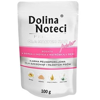 Karma mokra dla szczeniąt DOLINA NOTECI Junior, serca z indyka z wątróbką gęsi, 100 g - Dolina Noteci