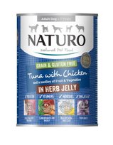 Karma mokra Naturo Grain & Gluten Free TUŃCZYK & KURCZAK owoce & warzywa w galarecie z ziołami 390g