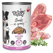 Karma mokra TUF TUF dla psa KAWAŁKI W SOSIE Jagnięcina 24 x 415g