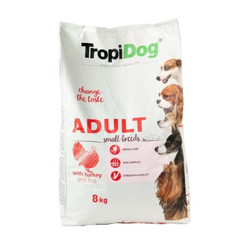 Karma sucha dla psa TROPIDOG Premium Adult S Turkey & Rice, 8 kg - Tropidog