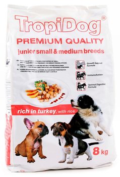 Karma sucha dla psa TROPIDOG Premium Junior S/M Turkey & Rice, 8 kg - Tropidog