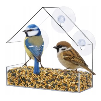Karmnik Dla Ptaków Przezroczysty Na Szybę Okno Na Ziarno Słonecznik Pokarm - MARTOM