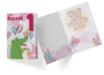 Karnet DK-717 Urodziny 1, roczek (cyferki, krokodyl) - Kukartka