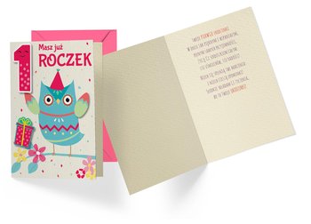 Karnet DK-854 Urodziny 1 (Roczek, Cyferki, Sowa) - Kukartka