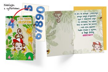 Karnet DKP-047 Urodziny dziecięce (wymienne cyferki, małpka) - Kukartka