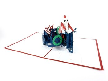 Karnet na Boże Narodzenie 3D, Święty Mikołaj na motorze z reniferami