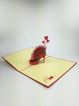 Karnet na każdą okazję 3D, But z bukietem kwiatów