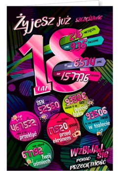 Karnet okolicznościowy, 18 urodziny, ST07 - AB Card