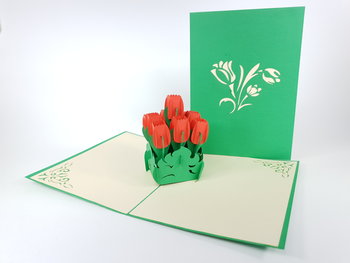 Karnet okolicznościowy 3D, Bukiet tulipanów - GrandGift
