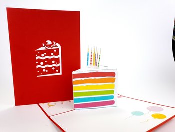Karnet okolicznościowy 3D, Kawałek ciasta urodzinowego 3D - GrandGift