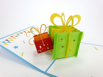 Karnet okolicznościowy 3D, Podwójny prezent urodzinowy - GrandGift