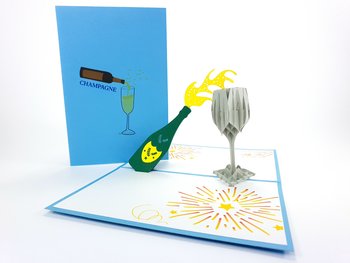 Karnet okolicznościowy 3D, Urodzinowy szampan  - GrandGift