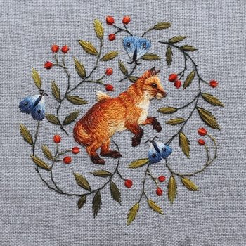 Karnet okolicznościowy, Fox and Butterflies - Museums & Galleries