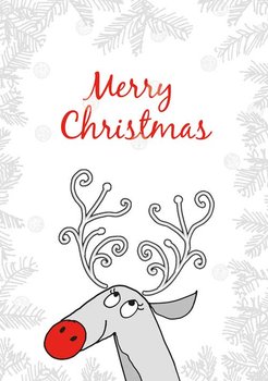 Karnet okolicznościowy, Merry Christmas, Renifer