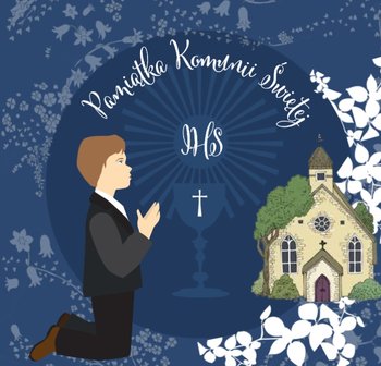 Karnet okolicznościowy, Pierwsza Komunia, chłopiec, Swarovski