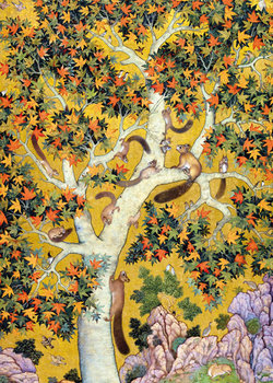 Karnet okolicznościowy, Squirrels on a plane tree