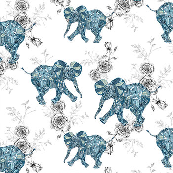 Karnet okolicznościowy Swarovski, etniczne słonie, niebieski - Clear Creations