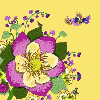 Karnet okolicznościowy Swarovski, kwiaty, żółty - Clear Creations