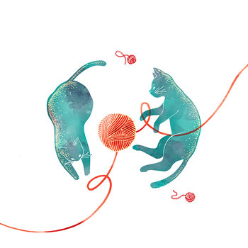 Karnet okolicznościowy Swarovski, niebieskie koty - Clear Creations