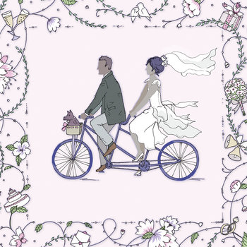Karnet okolicznościowy Swarovski, Ślub, Bicykl - Clear Creations