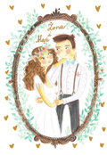 Karnet okolicznościowy z kieszonką, B6, Ślub, Młoda Para - Henry