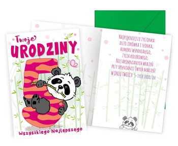 Karnet PR-445 Urodziny 5 (cyferki, panda) - Kukartka