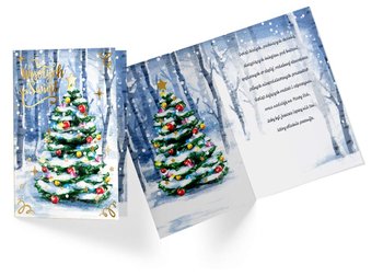 Karnet świąteczny, choinka w lesie - Kukartka