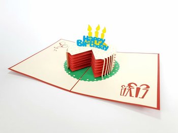 Karnet urodzinowy 3D, Pokrojony tort urodzinowy - GrandGift