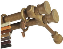 Karnisz drewniany fi 28 podwójny 1,2 m 120 cm WYBÓR kolorów zakończeń