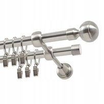 Karnisz metalowy podwójny 16 mm 180 cm z kółkami