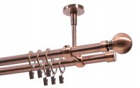 Karnisz podwójny Ø19 mm miedź antyczna 440 cm