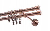 Karnisz podwójny Ø19 mm miedź antyczna 300 cm