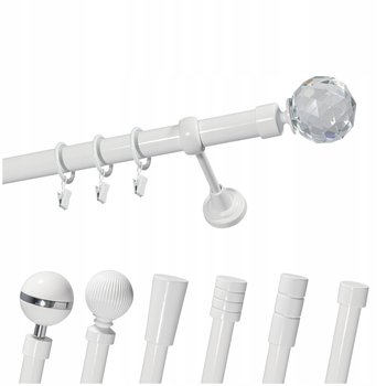 KARNISZ POJEDYNCZY Metalowy 160cm /25mm Biały na Wymiar + Kółka - Kowalski