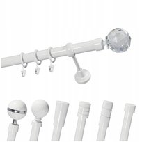 KARNISZ POJEDYNCZY Metalowy 220cm /25mm Biały na Wymiar + Kółka